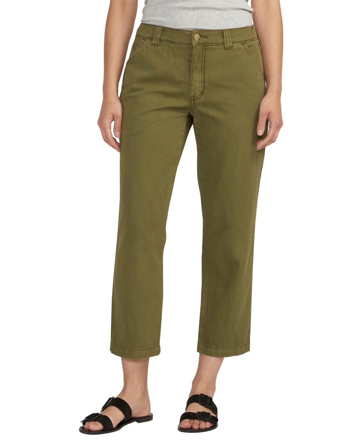 Jag Women's Chino Tailored Cropped Pants In Moss