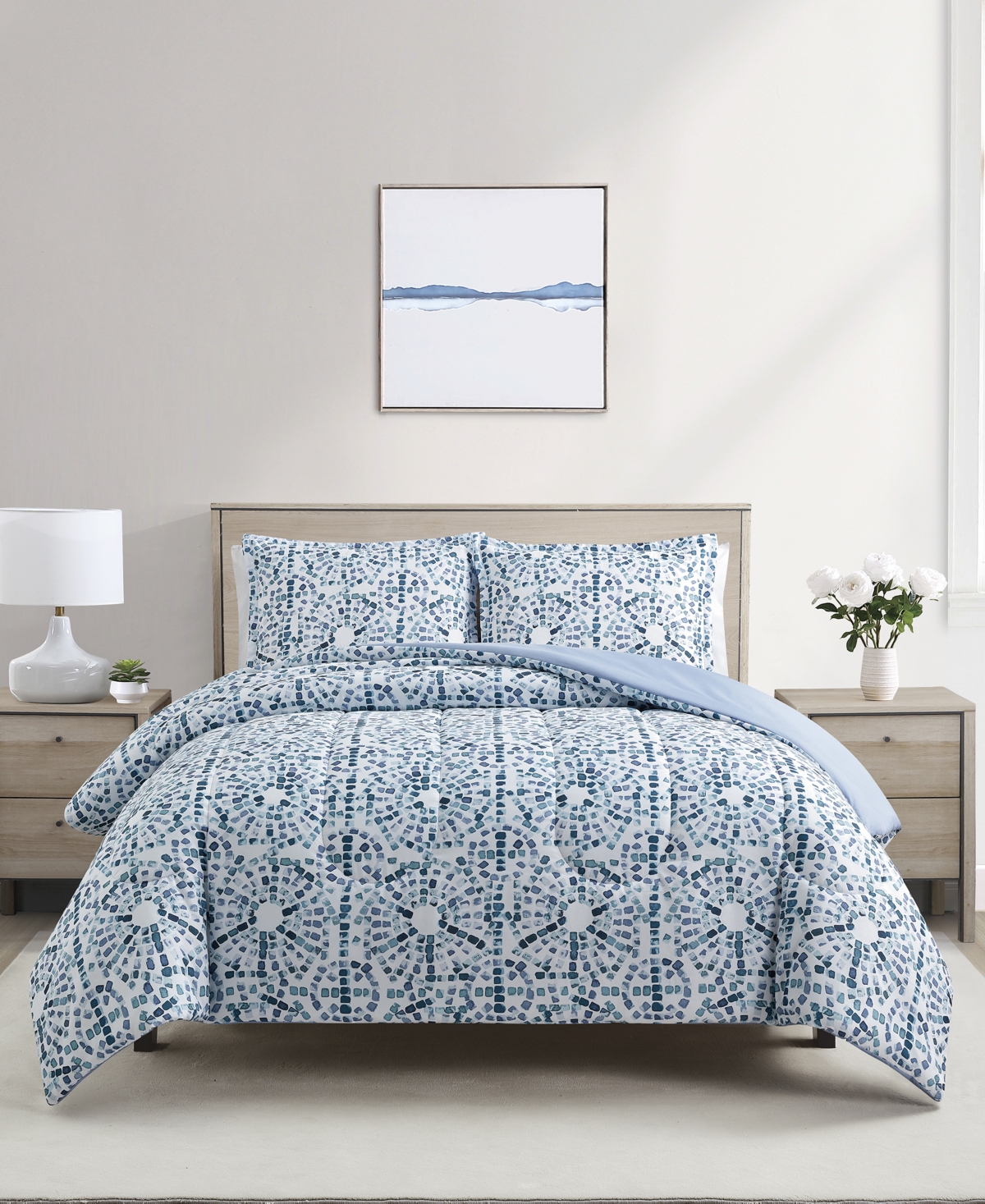 Sunham Julia 3-pc Comforter Set, Created For Macys In Blue