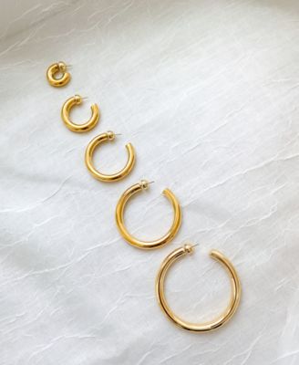 18k Gold-Plated Medium C-Hoop Earrings, 1.18"