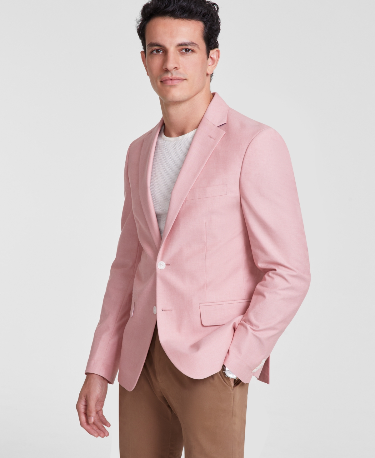 Tommy Hilfiger Men's Modern-fit Solid Chambray Sport Coat In Salmon