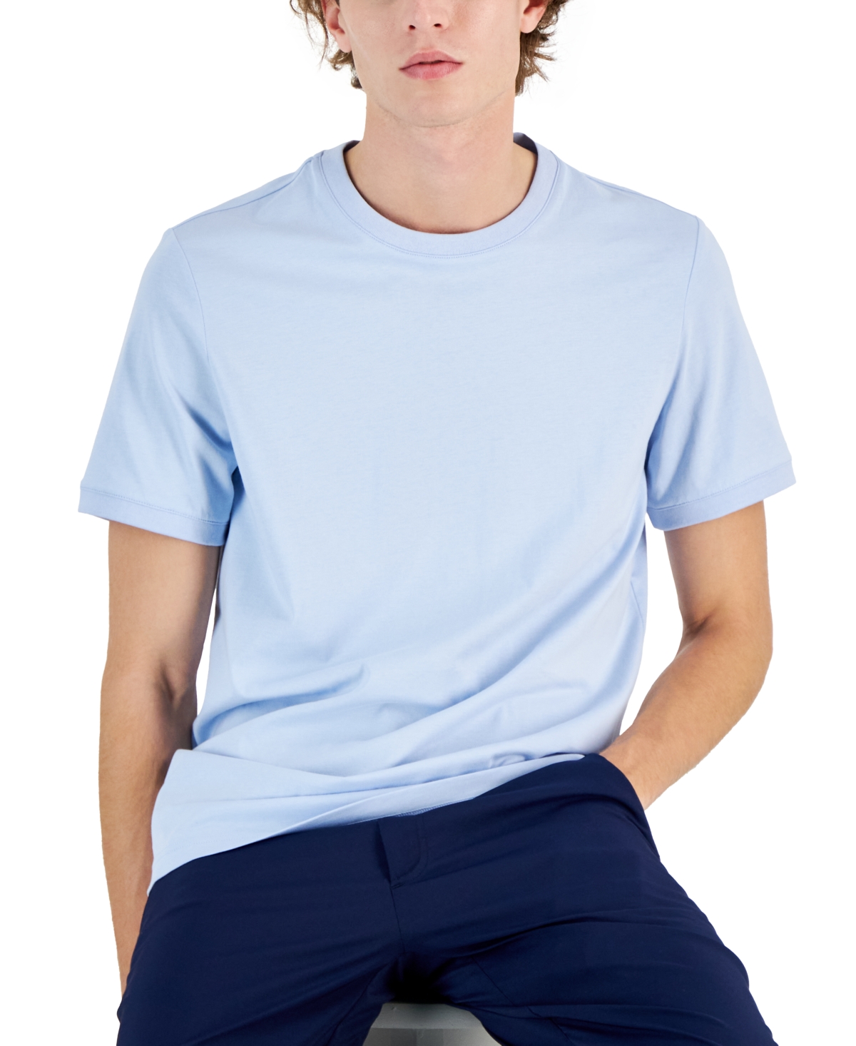 Shop Alfani Men's Mercerized Cotton Short Sleeve Crewneck T-shirt, Created For Macy's In Croquis