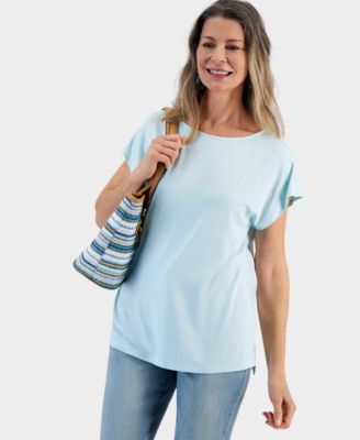 Style & Co - Women's Relaxed Boat-Neck Drop-Hem Top