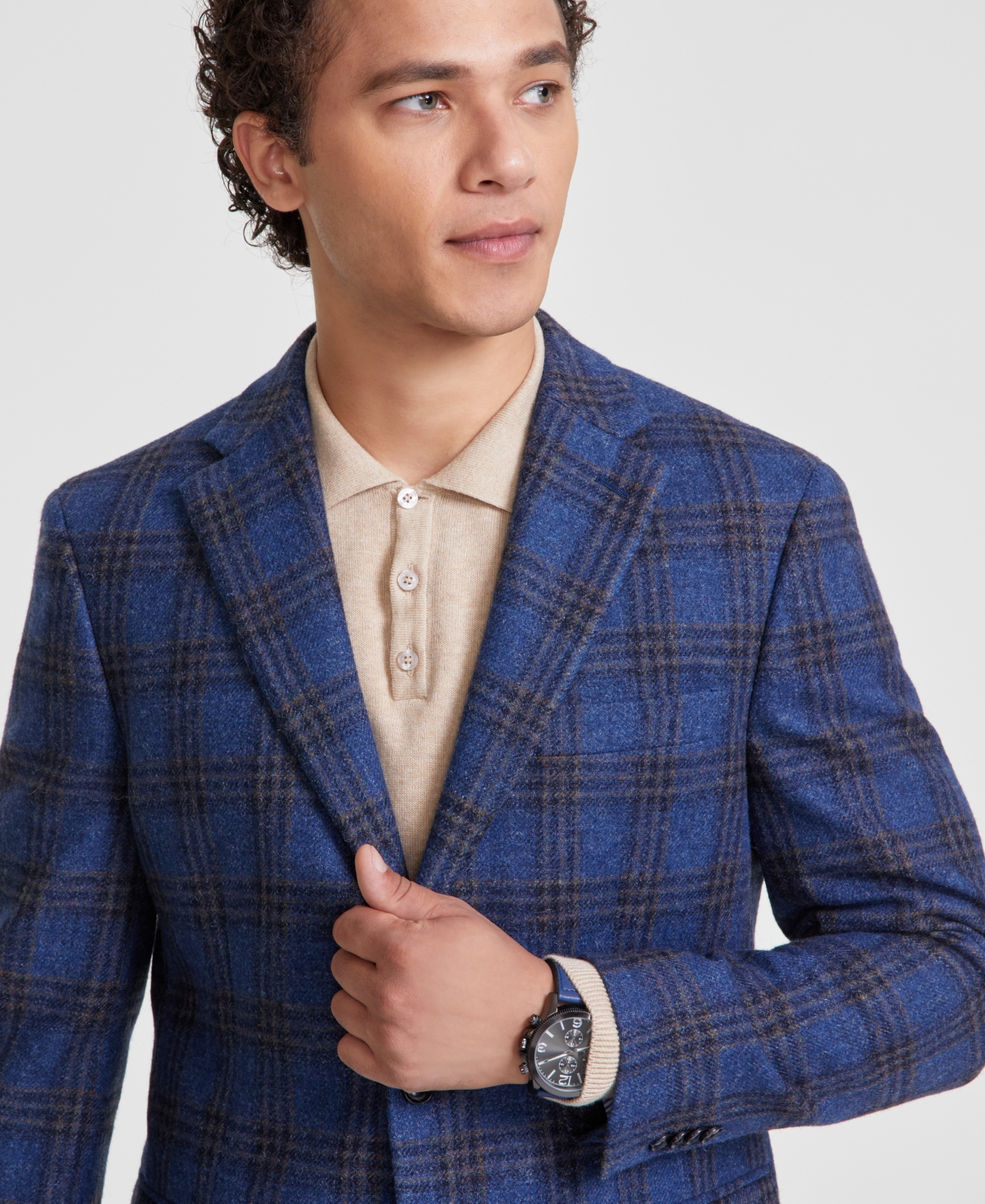 Tommy Hilfiger Men's Modern-Fit Plaid Wool Blend Sport Coat -tan