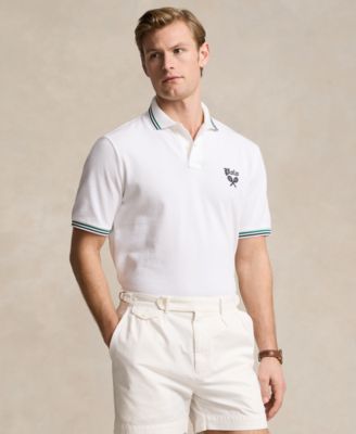폴로 랄프로렌 Polo Ralph Lauren Mens Classic-Fit Embroidered Mesh Polo Shirt,White
