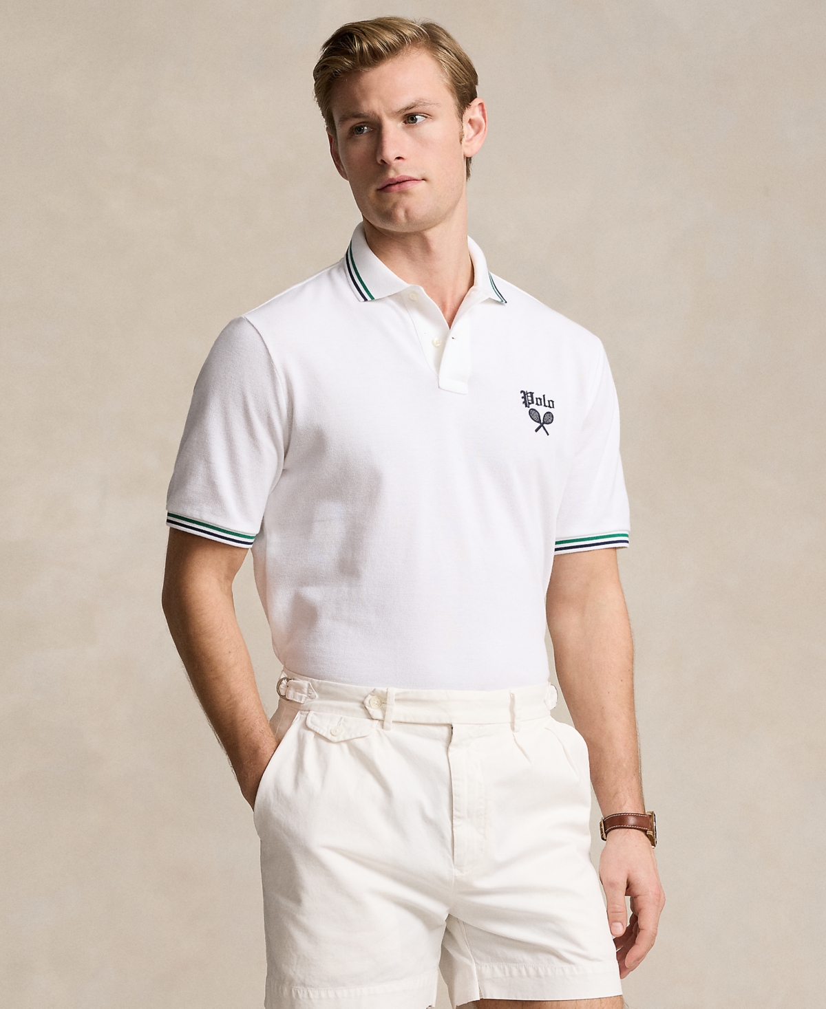 Polo Ralph Lauren Men's Classic-fit Embroidered Mesh Polo Shirt In White