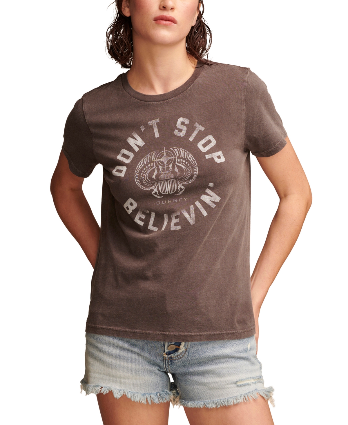 Lucky Brand Women's Don't Stop Believin' Graphic T-shirt In Pavement