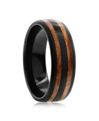 Genuine Wood Inlay Tungsten Ring
