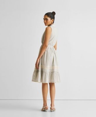 Women's Embroidered Drawstring Gathered Dress