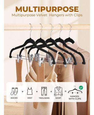Velvet Skirt & Pant Hangers with Adjustable Clips Black 24 Pack