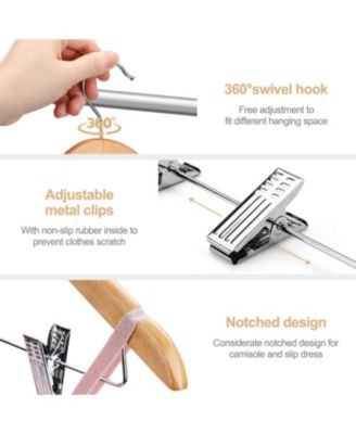 Wooden Suit & Skirt Hangers with Adjustable Clips Natural 12 Pack