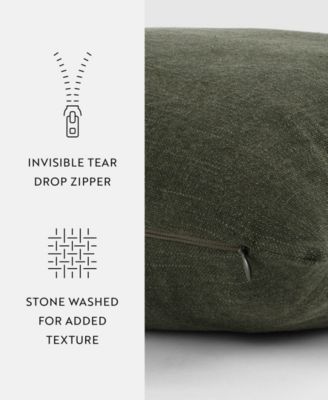 Stone Washed and Distressed Decorative Pillow, 20" x 20"