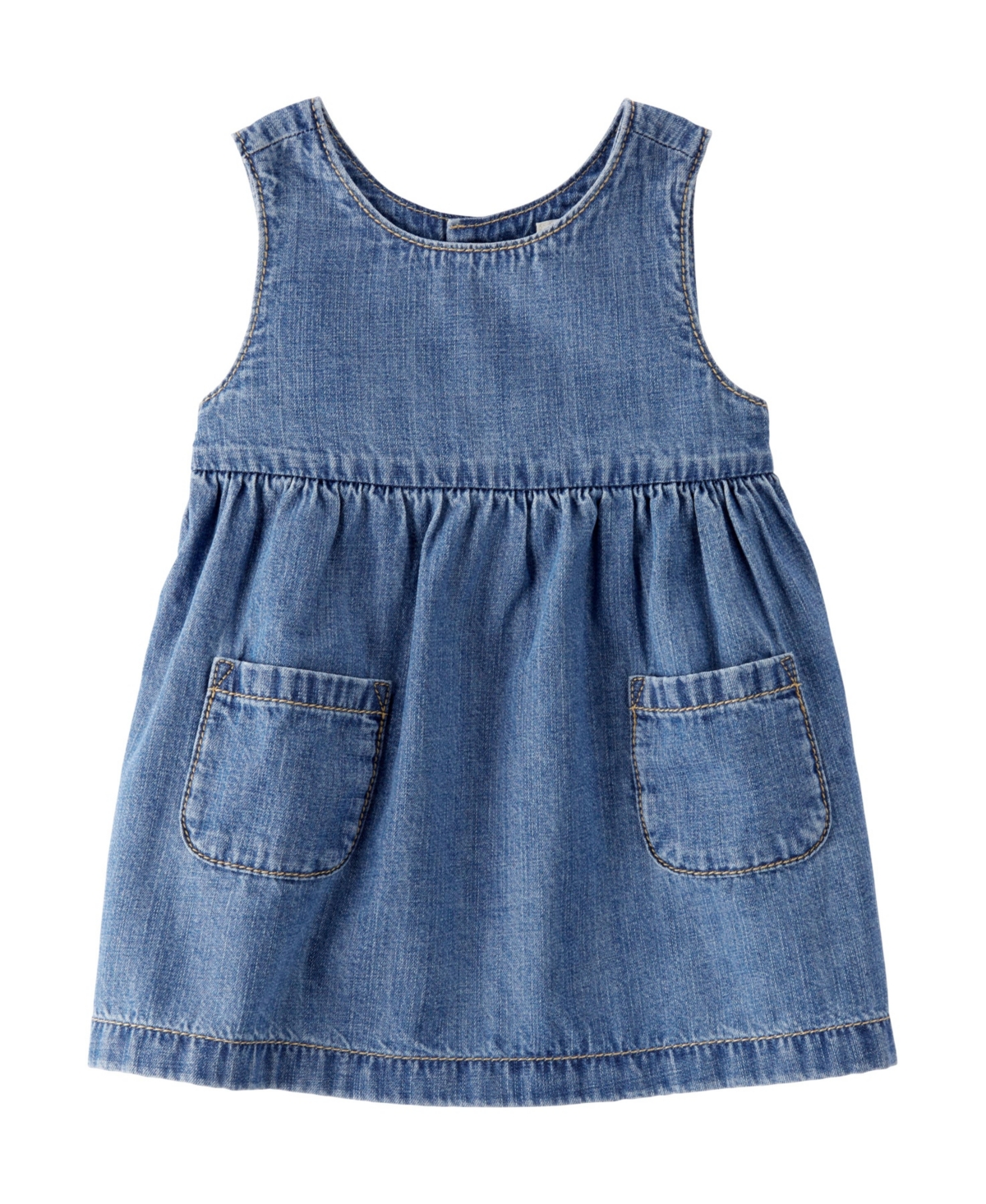 Shop Carter's Little Planet By  Baby Girls Organic Cotton Denim Pocket Dress In Blue