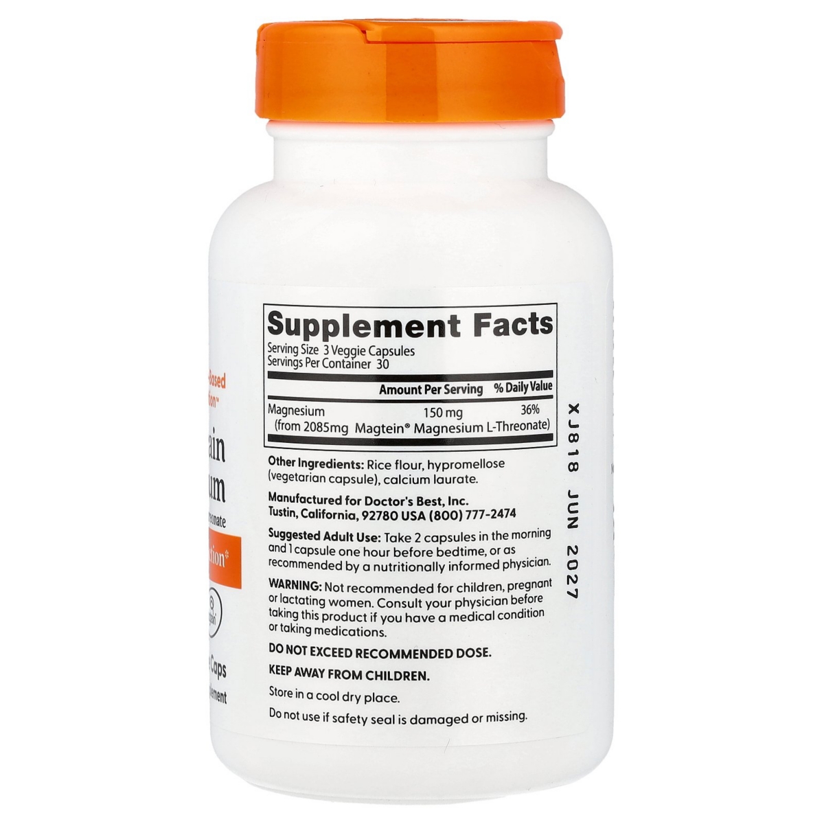 Doctor's Best Brain Magnesium with Magtein 50 mg - Veggie Caps - Assorted Pre-Pack