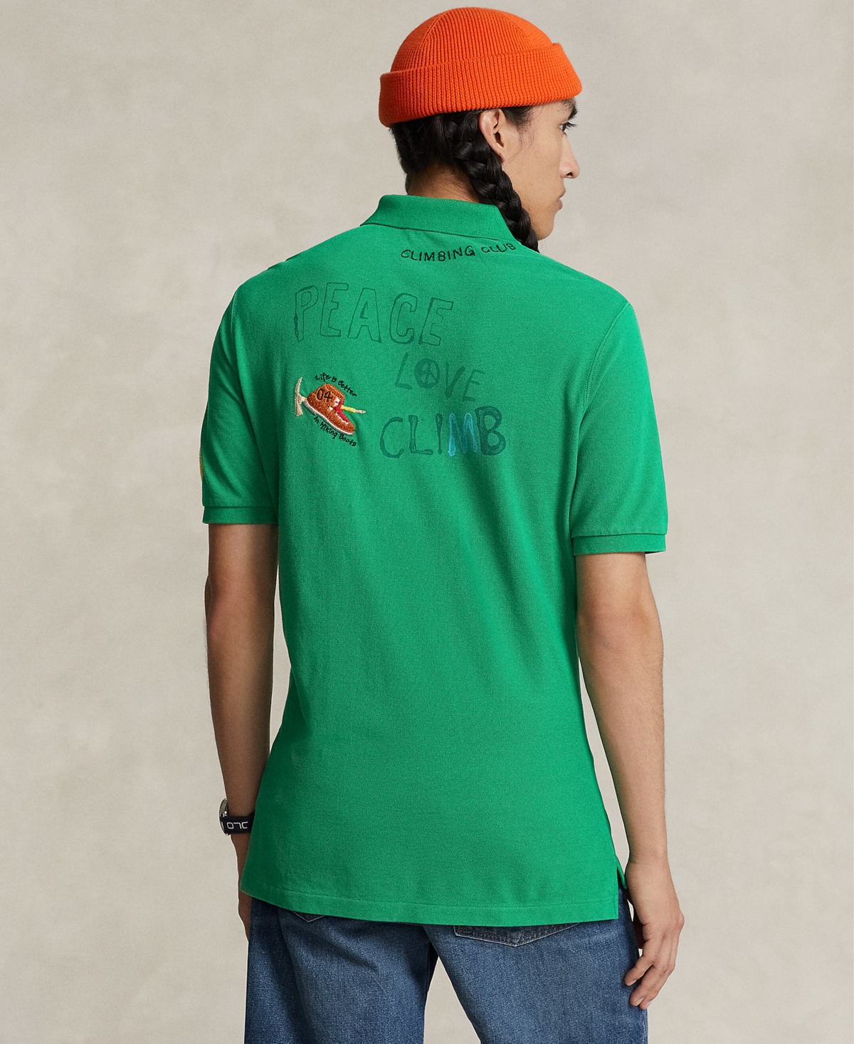 Shop Polo Ralph Lauren Men's Classic-fit Peace Climb Love Polo Shirt In Kayak Green