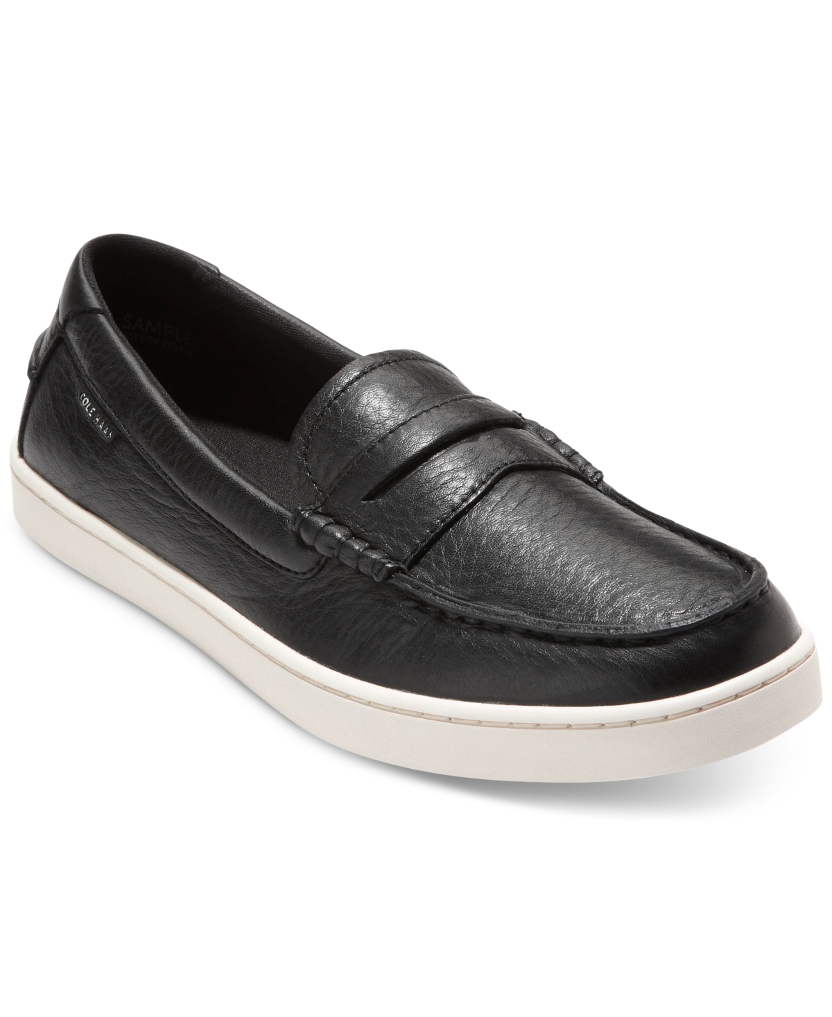 Cole Haan Men's Nantucket Slip-on Penny Loafers In Black Pebbled Leather,ivory