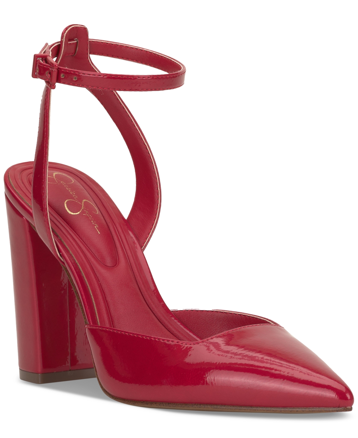 Shop Jessica Simpson Women's Nazela Two-piece Pointed-toe Pumps In Red Muse Patent
