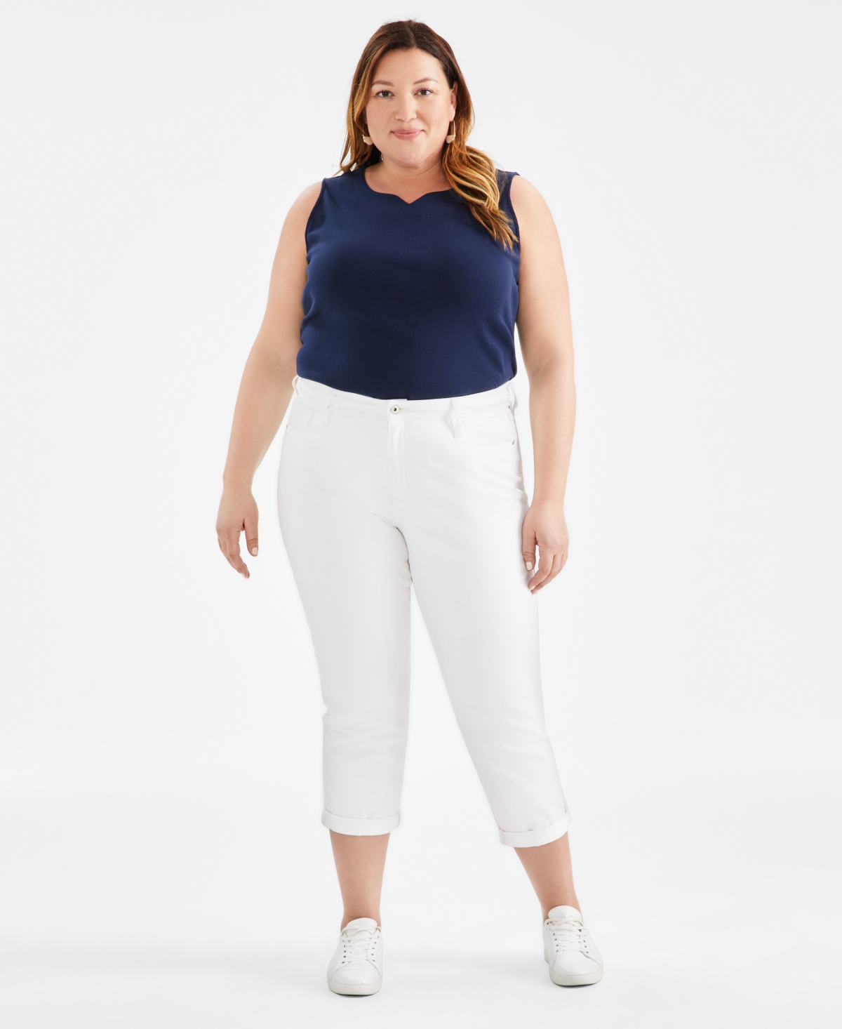 Plus Size Mid-Rise Girlfriend Jeans, Created for Macy's - Honey