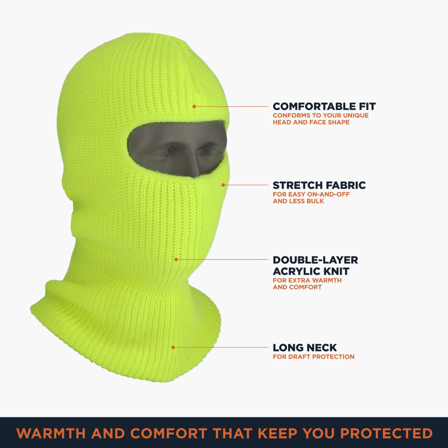 Мужские головные уборы RefrigiWear Open Hole Face Mask, цвет: Лаймовый — фото 3