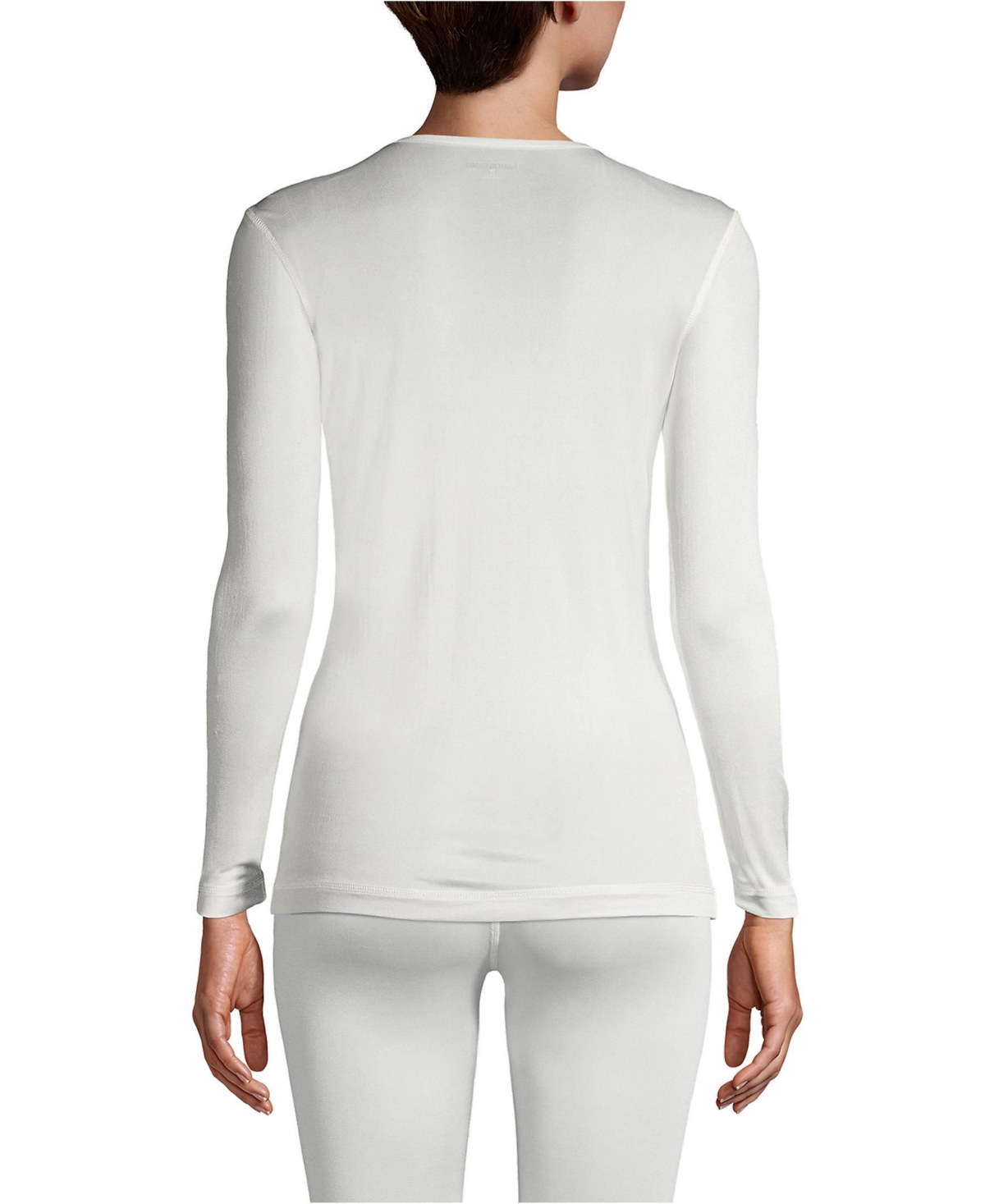 Lands' End Women's Silk Interlock Long Sleeve Crewneck Long Underwear Top