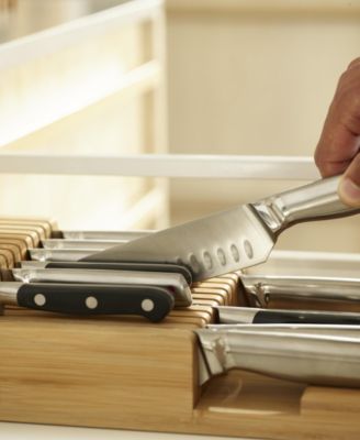 Drawerstore Large Bamboo 2-Tier Knife Organizer