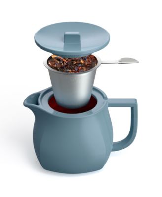 Fiore Stone Blue Teaware and Single Steeps Tea Bundle, 4 Piece