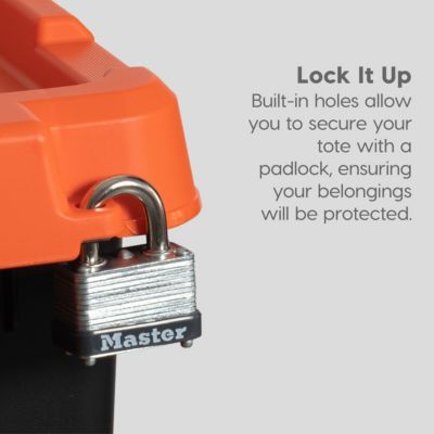 19 Gallon Lockable Storage Totes with Lids, 2 Pack - Orange Lid, Heavy-Duty Durable Stackable Containers, Large Garage Organizing Bins Moving Tubs, Rugged Sturdy Equipment Utility Tool Box