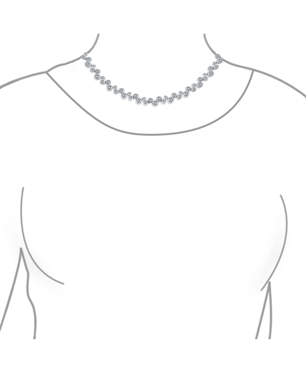 Bling Jewelry Modern Zigzagged Staggered Geometric Cz Round Bezel Set Bubble Zirconia Tennis Necklace For Women Prom Inch