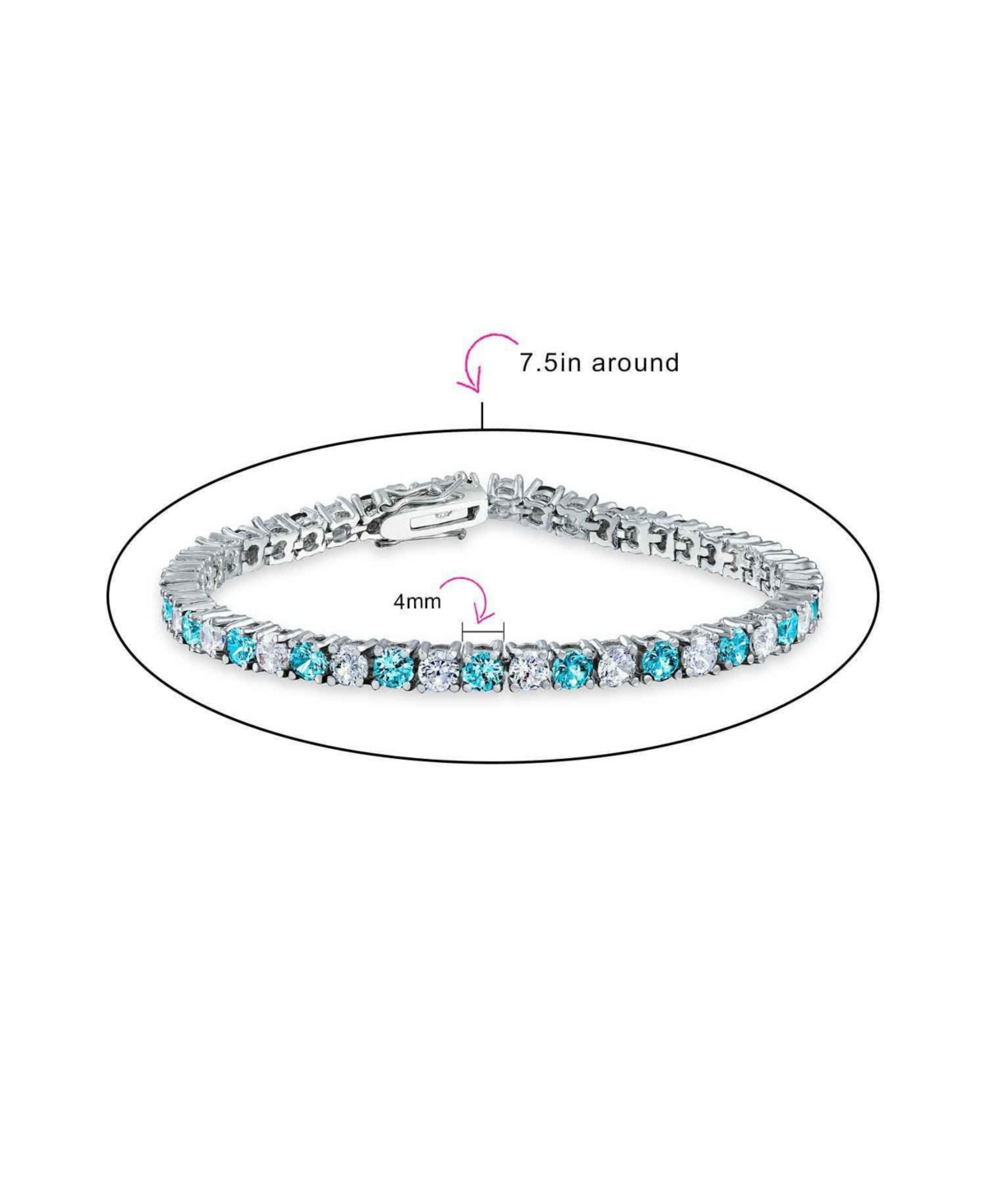 Bling Jewelry Alternating Round Cz 12CT 4 Prong Basket Set Tennis Bracelet Rhodium Plated