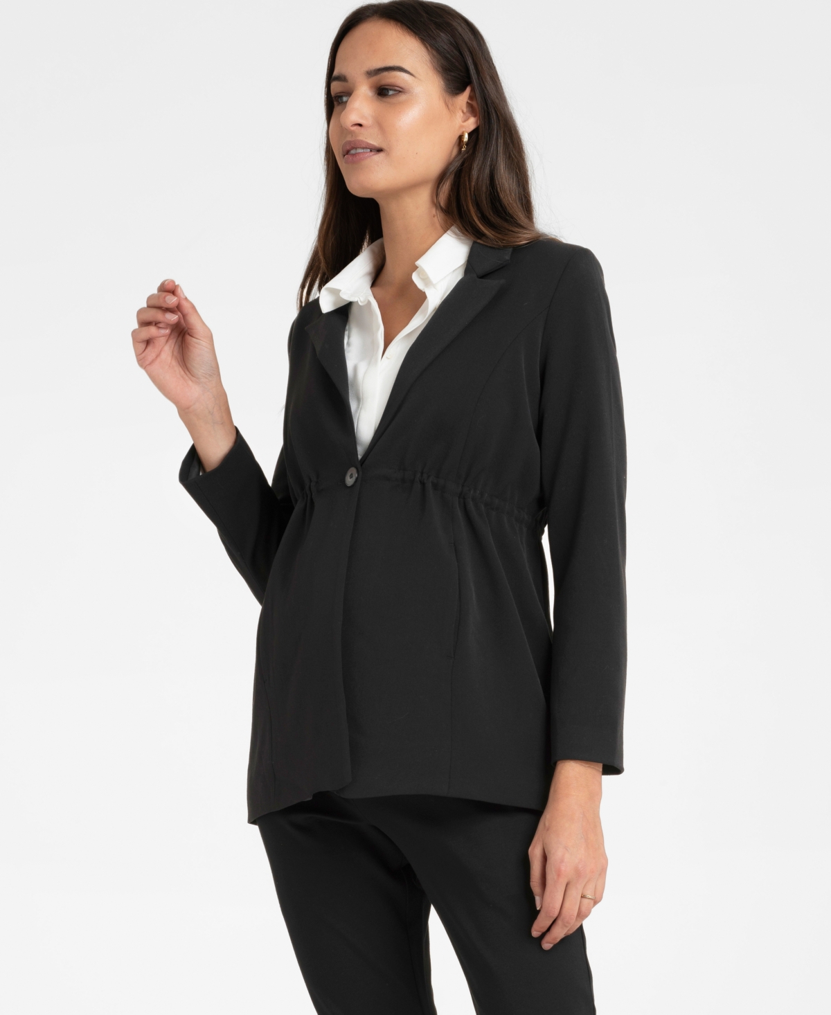 Shop Seraphine Women's Corporate Maternity Blazer In Black