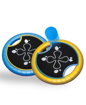 Trampoline Paddle Ball and Flying Disc Set, Indoor Outdoor Game for Two