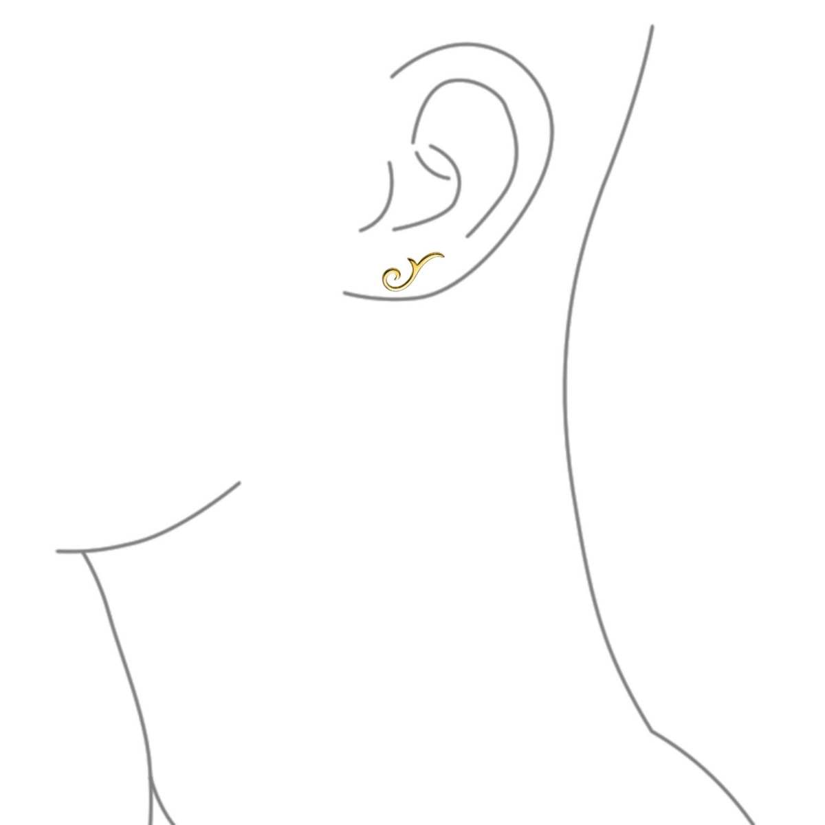 Bling Jewelry Minimalist Geometric Tribal Scroll Ear Pin Crawlers Climbers Earrings For WomenPlated Sterling Silver - Gold