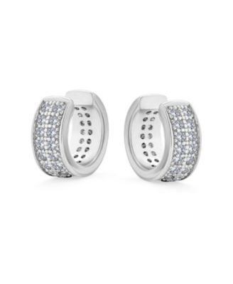 Simple Two Tone Cubic Zirconia Pave Blue CZ One or Two Row Band Ear Cuffs Wrap Cartilage Earrings .925 Sterling Silver