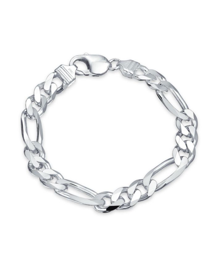 Bling Jewelry Men's 9MM Italian Figaro Chain Bracelet Thick Heavy Solid