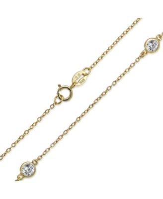Minimalist Simple Wrap CZ By The Yard Tin Cup Chain Necklace 14K Gold Plated .925 Sterling Silver 36 Inch