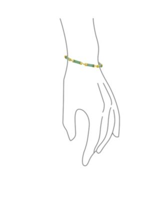 Asian Style Fine Jewelry Tube Bar Link Strand Green Natural Jade Bracelet Gold Plated Sterling Silver