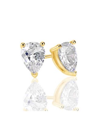 Suzy Levian Sterling Silver Cubic Zirconia Pear-Cut Classic Stud Earrings