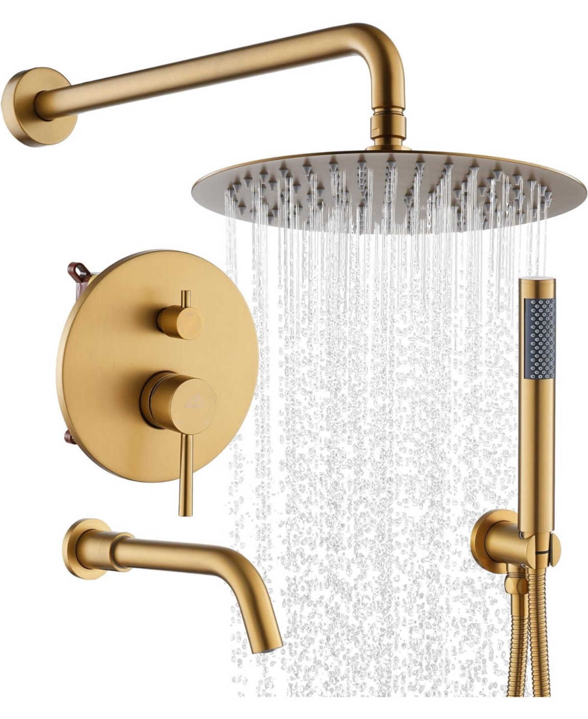 10" Inch Wall Mounted Round Shower System Set with Handheld Spray & Tub Spout - Brushed nickel