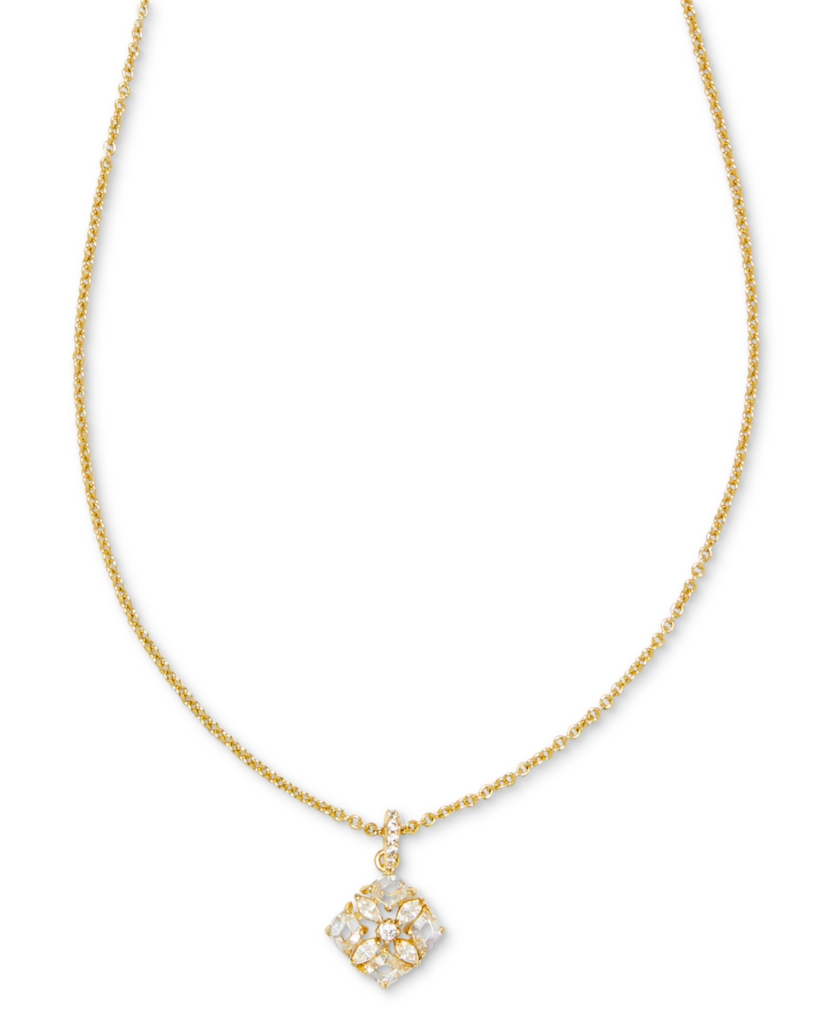 Kendra Scott 14k Gold-plated Mixed Cubic Zirconia 19" Adjustable Pendant Necklace In White Crystal