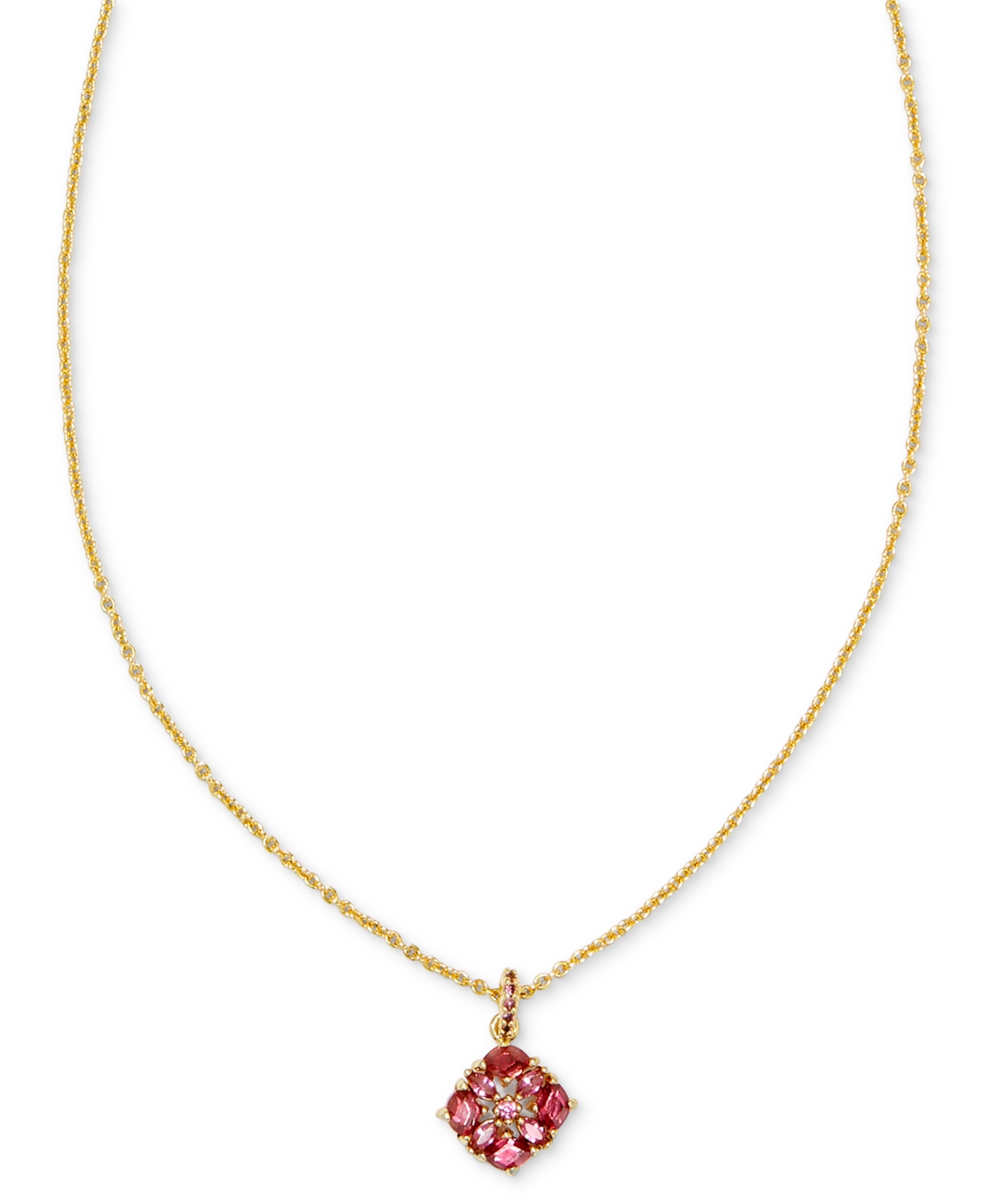 Kendra Scott 14k Gold-plated Mixed Cubic Zirconia 19" Adjustable Pendant Necklace In Pink Mix