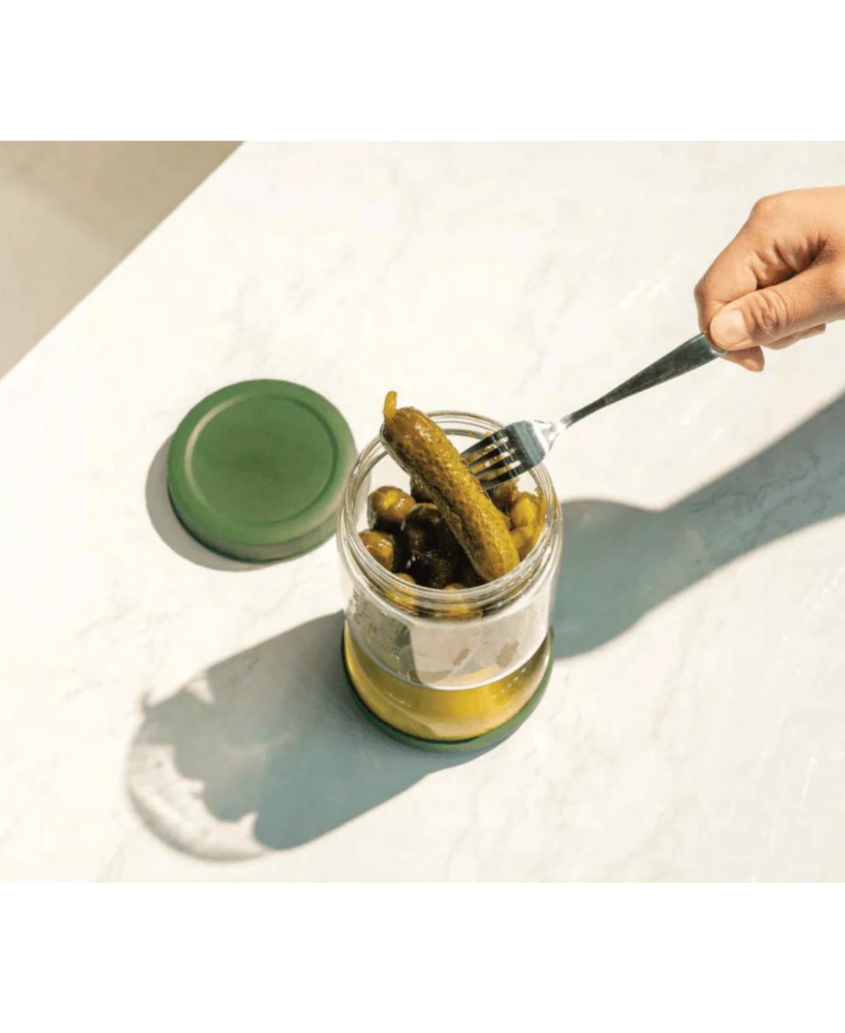 Shop Genicook Dual-part Flip-over Hand Blown Pickle Jar In Green