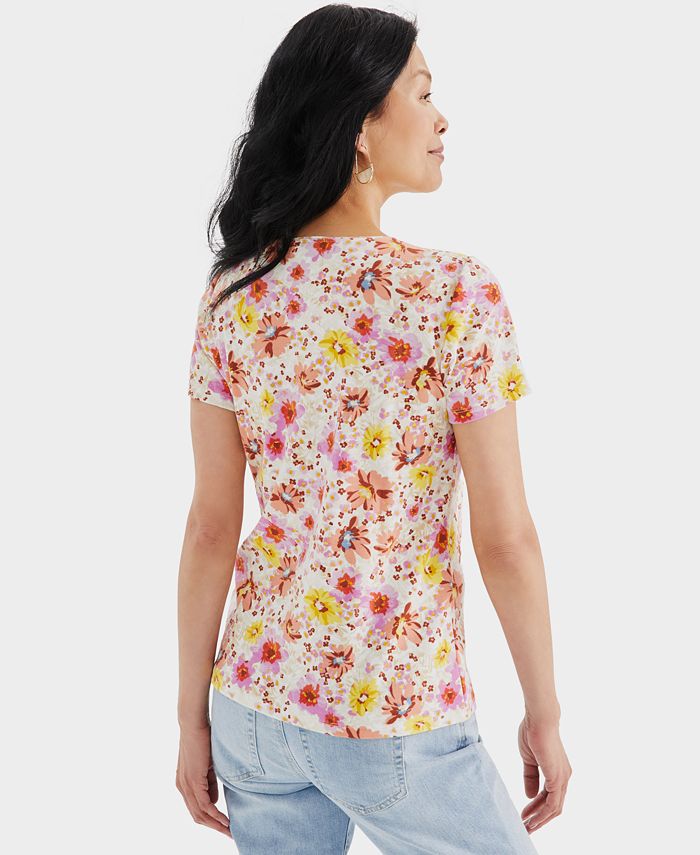 Style & Co Petite Wind Garden Scoop-Neck T-Shirt, Created for Macy's ...