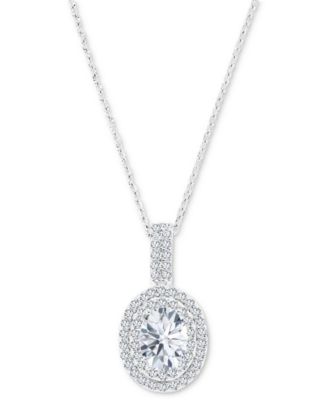 Amethyst (1-1/20 ct. t.w.) & Lab-Grown White Sapphire (1/2 ct. t.w.) Oval Halo Birthstone Pendant Necklace in Sterling Silver, 16" + 2" extender