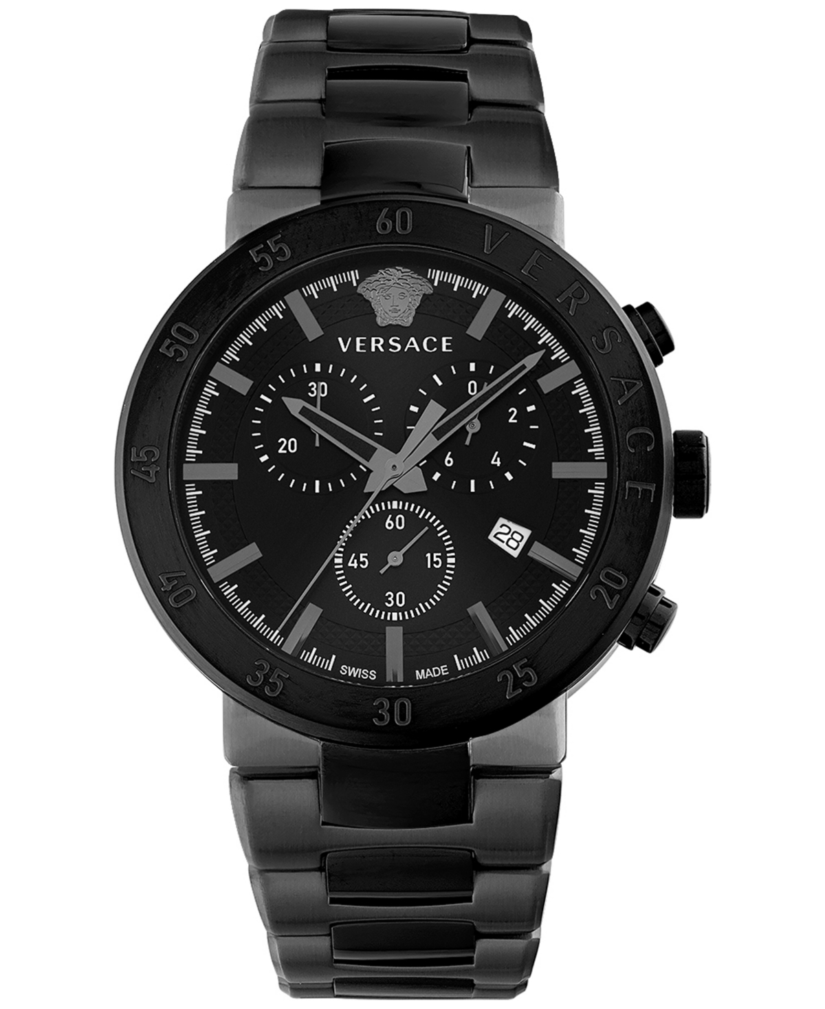Versace Men's Swiss Chronograph Urban Mystique Black-tone Stainless Steel Bracelet Watch 43mm In Two Tone