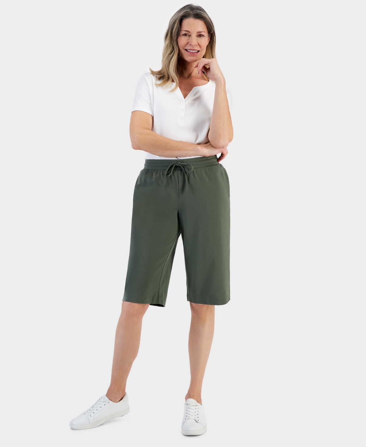 Shop Style & Co Petite Knit Skimmer Pants, Created For Macy's In Oliva