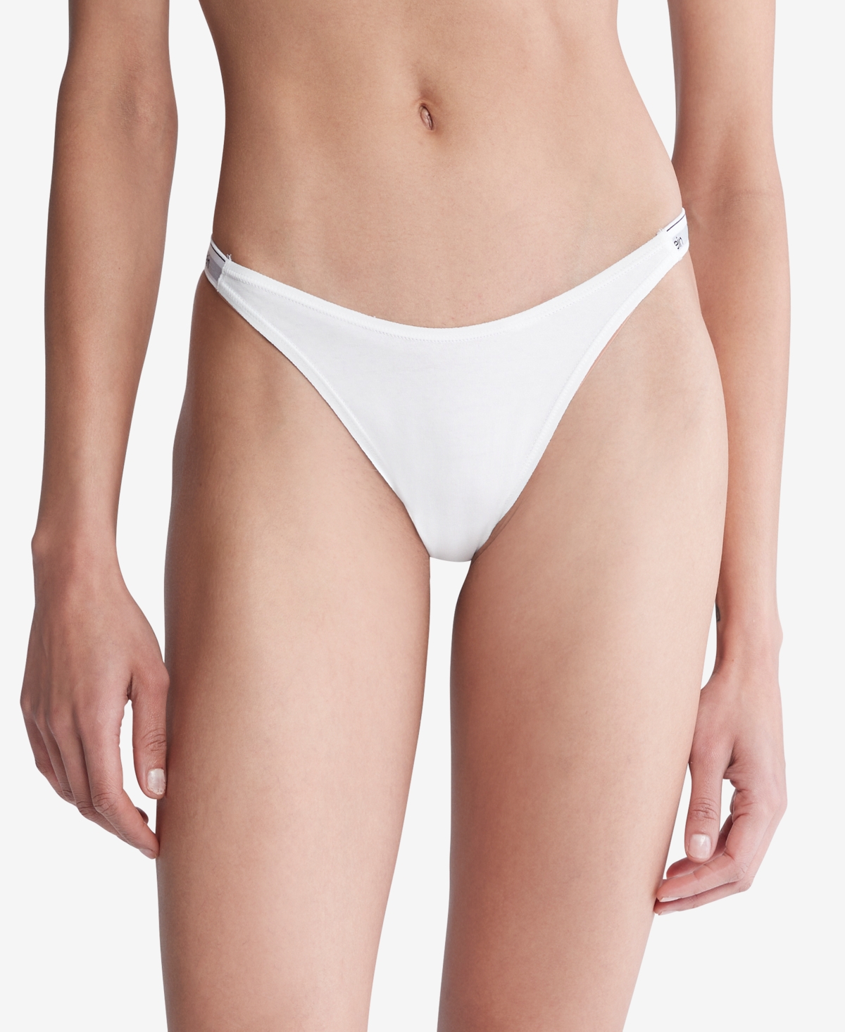 Calvin Klein Women's Modern Logo Dipped String Thong Underwear Qd5157 In White