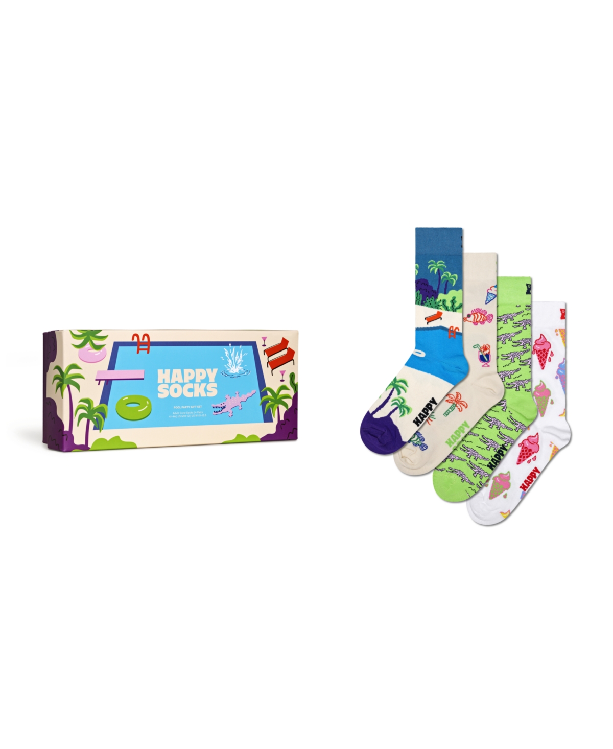 4-Pack Pool Party Sock Gift Set - White