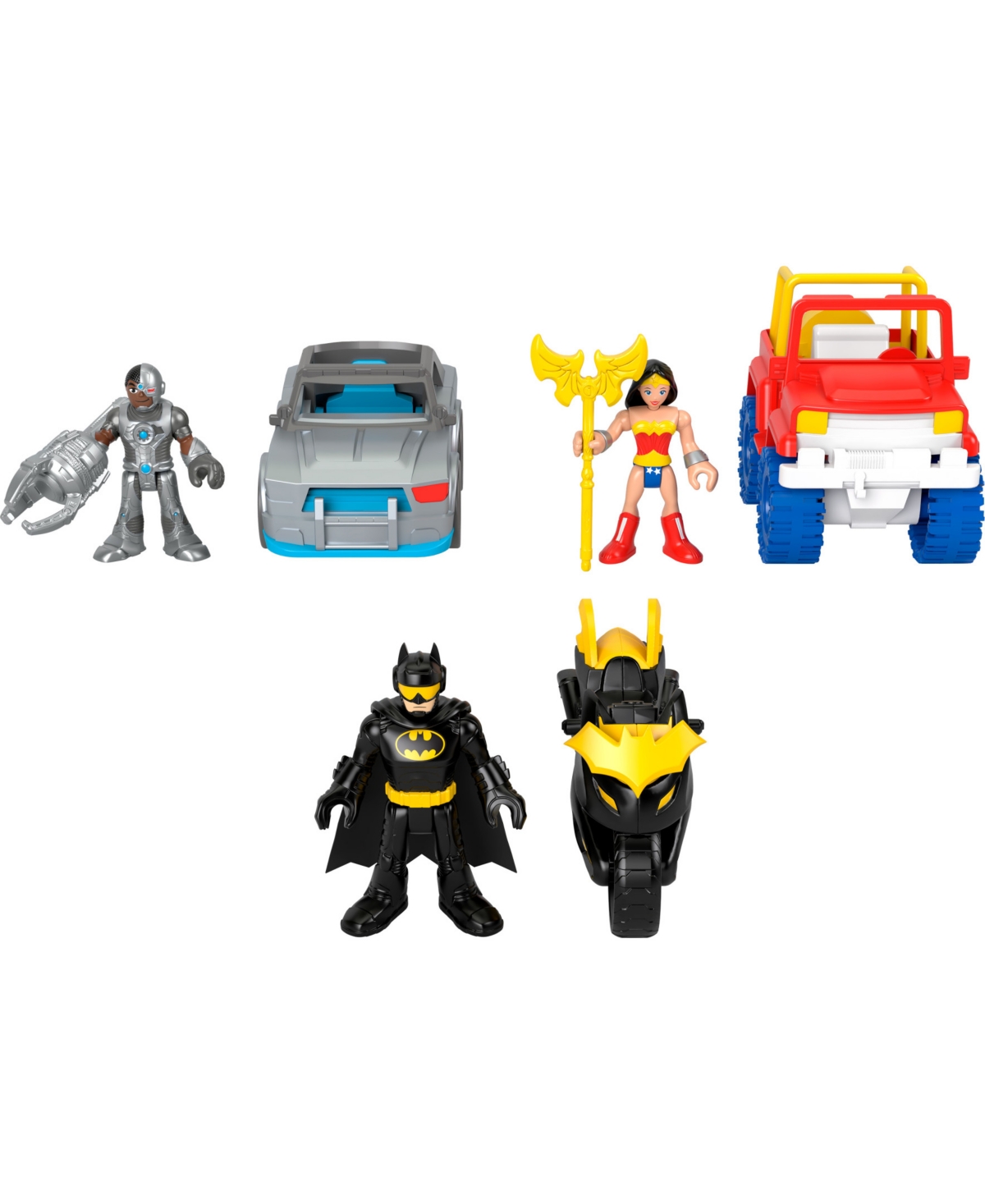 Imaginext Dc Super Friends Batman Gift Set With Wonder Woman And Cyborg Preschool Toy, 9 Piece In Multi-color