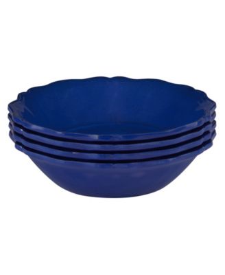 Blue Indigo Crackle Set of 4 All Purpose Bowl 8.5" x 2", Service For 4