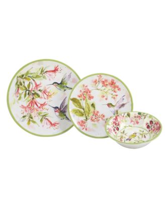 Hummingbirds Melamine 12 Pc. Dinnerware Set, Service For 4