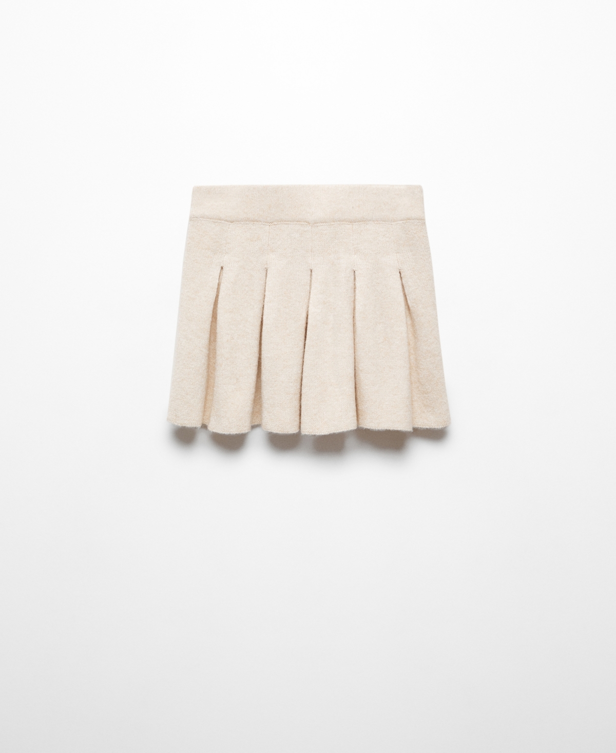 Mango Pleated Sweater Miniskirt In Sand